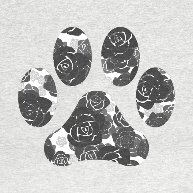 Grey Roses Paw Print by Designs_by_KC